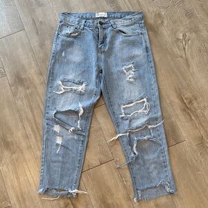 T•bear Best Design Women’s Jeans Very Distressed Waist 30” Light Wash